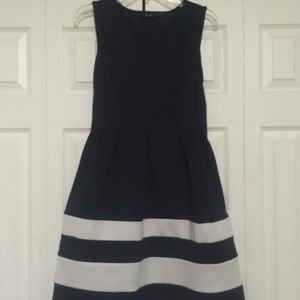 L Navy and White Fit and Flare